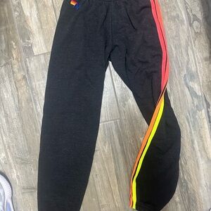 Aviator Nation Joggers with Rainbow Stripes